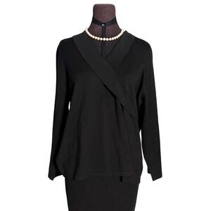 Pendleton Black Wrap Style Long Sleeve Sweater Top XL